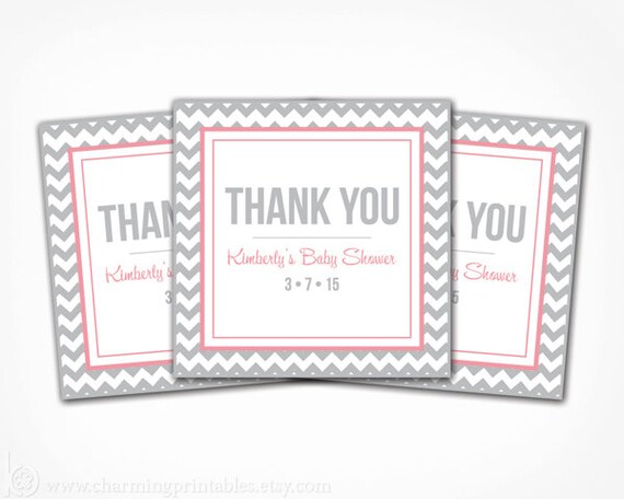 Chevron Thank You Tags - Custom Colors - PRINTABLE - Chevron Wedding Favor Tags - Chevron Collection Il_570xn