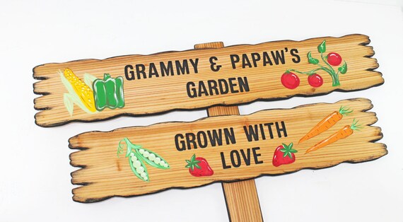 painted signs custom rustic Vegetables, Rustic, garden CUSTOM GARDEN SIGN, Name Sign  routed, hand