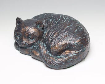 Sleeping Cat (Bronzed Resin/Plaster)