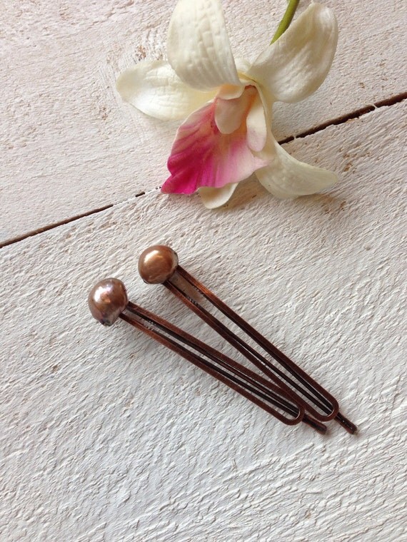 Brown Freshwater Pearl Large Hair Pins Brown Pearl Bobby Pins
