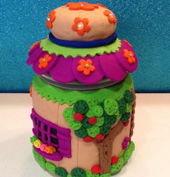 Items similar to Polymer clay decorative jar, polymer clay art jar