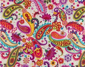 FABRIC-Bright Paisley Fabric by the Yard-Quilt Fabric-Apparel Fabric-Home Decor Fabric-Fat Quarter-Craft Fabric-Fat Quarters