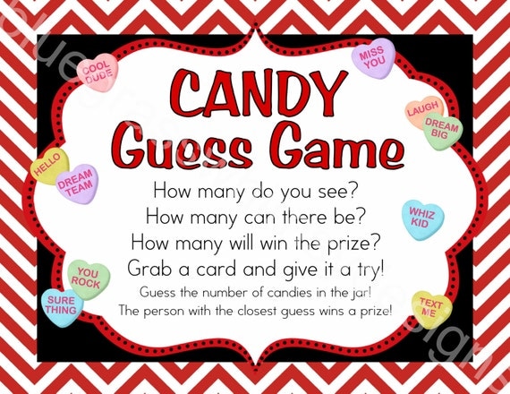 Valentine Candy Game Entry Cards Guess How Many Printable