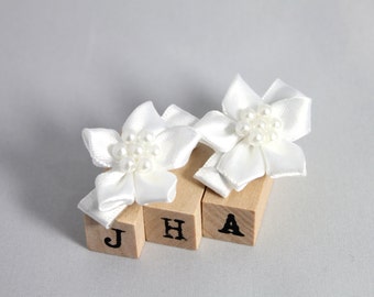Wedding/Flower girl hair clip - white satin flowers