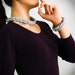 SALE Gray Braided Necklace And Bracelet Knitted Set with Mother of pearl Buttons - Gift for Her