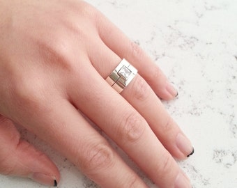 White Sapphire Stacking Engagement ring and by GwenParkDesigns