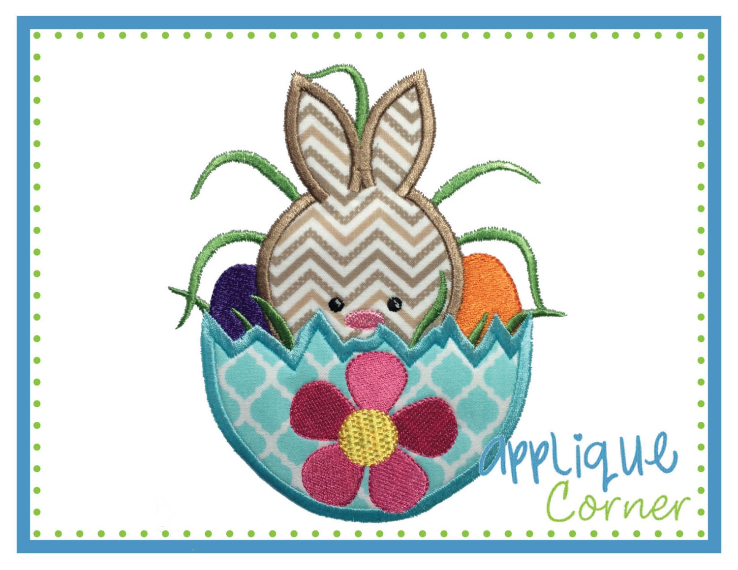 INSTANT DOWNLOAD 2028 Bunny in Easter Egg with Grass applique