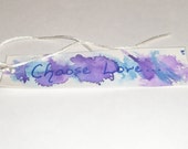 Handmade inspirational gift; handpainted bookmark; illustrated bookmark; book lover gift; blue and purple watercolor laminated bookmark