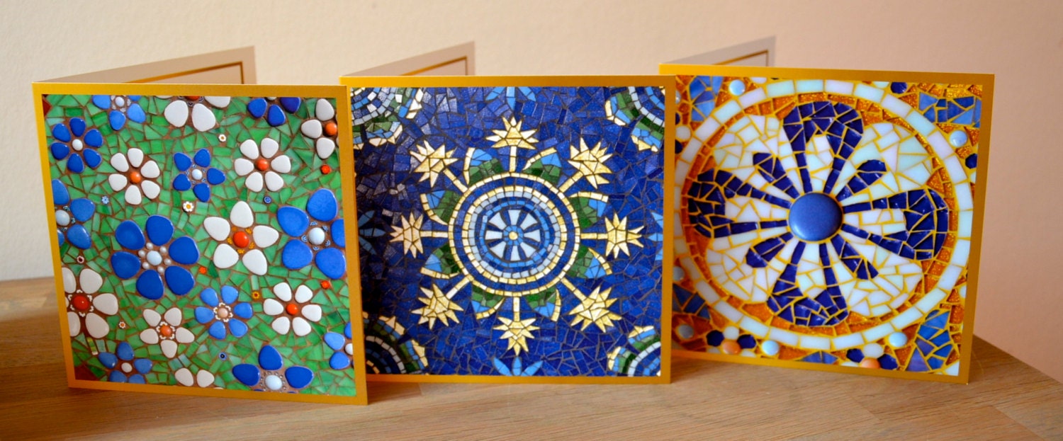 Greeting cards mosaic design set of 5 by mimosaico on Etsy