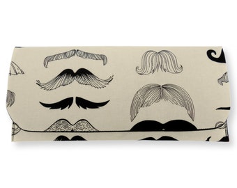 Moustache Print Clutch Bag : Comic book print bag. clutch purse, hand bag.