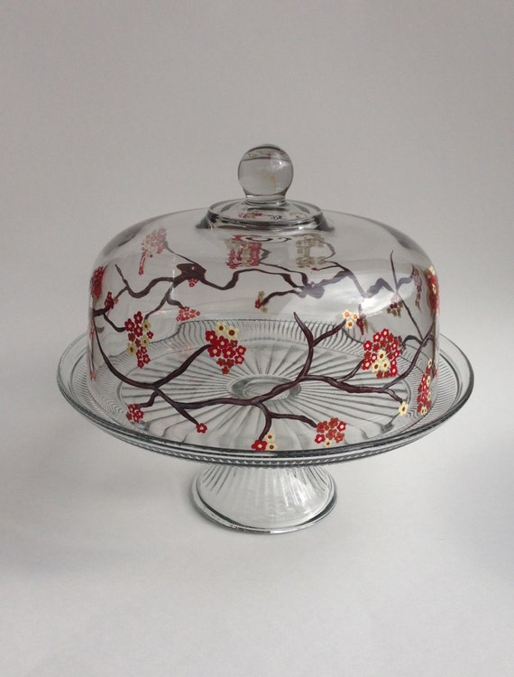 Cake Stand Punch Bowl with Hand Painted Dome by GulfLifebyNichole