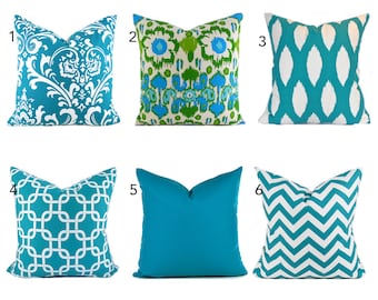 Turquoise Pillow Covers ANY SIZE Decorative Pillow Cover Turquoise Blue Pillows You Choose