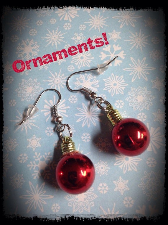 Items similar to Red Christmas Ornament Holiday Earrings on Etsy