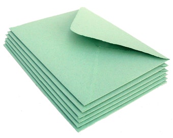 Mint green envelopes, handmade paper, recycled, A2 size, set of 10