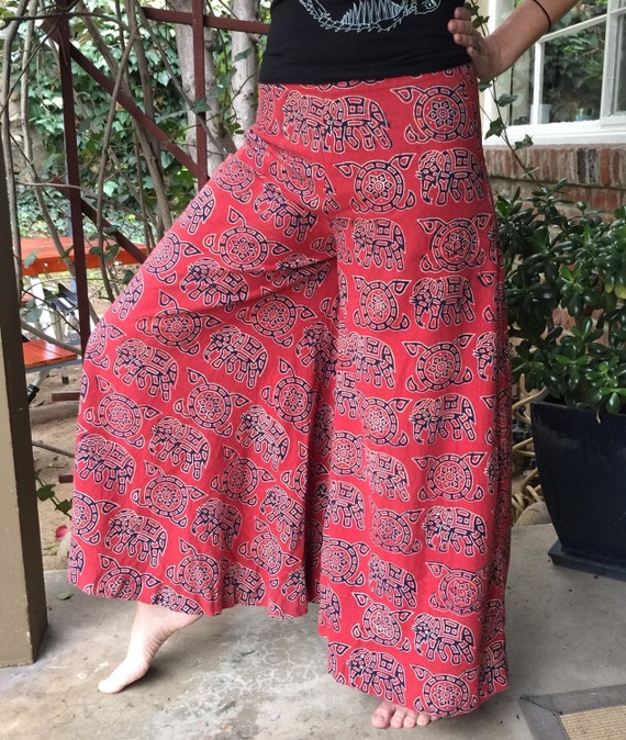 SALE TODAY ONLY Vintage Palazzo Pants. Indian Elephant Huge