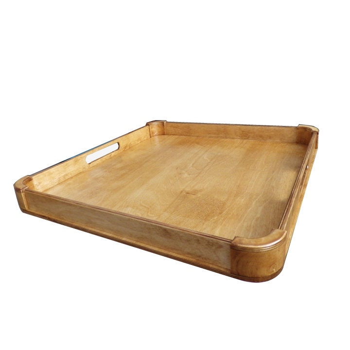 Large ottoman tray wood serving tray modern rustic home