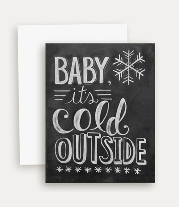 Baby It's Cold Outside Card Snowflake Card Holiday by LilyandVal