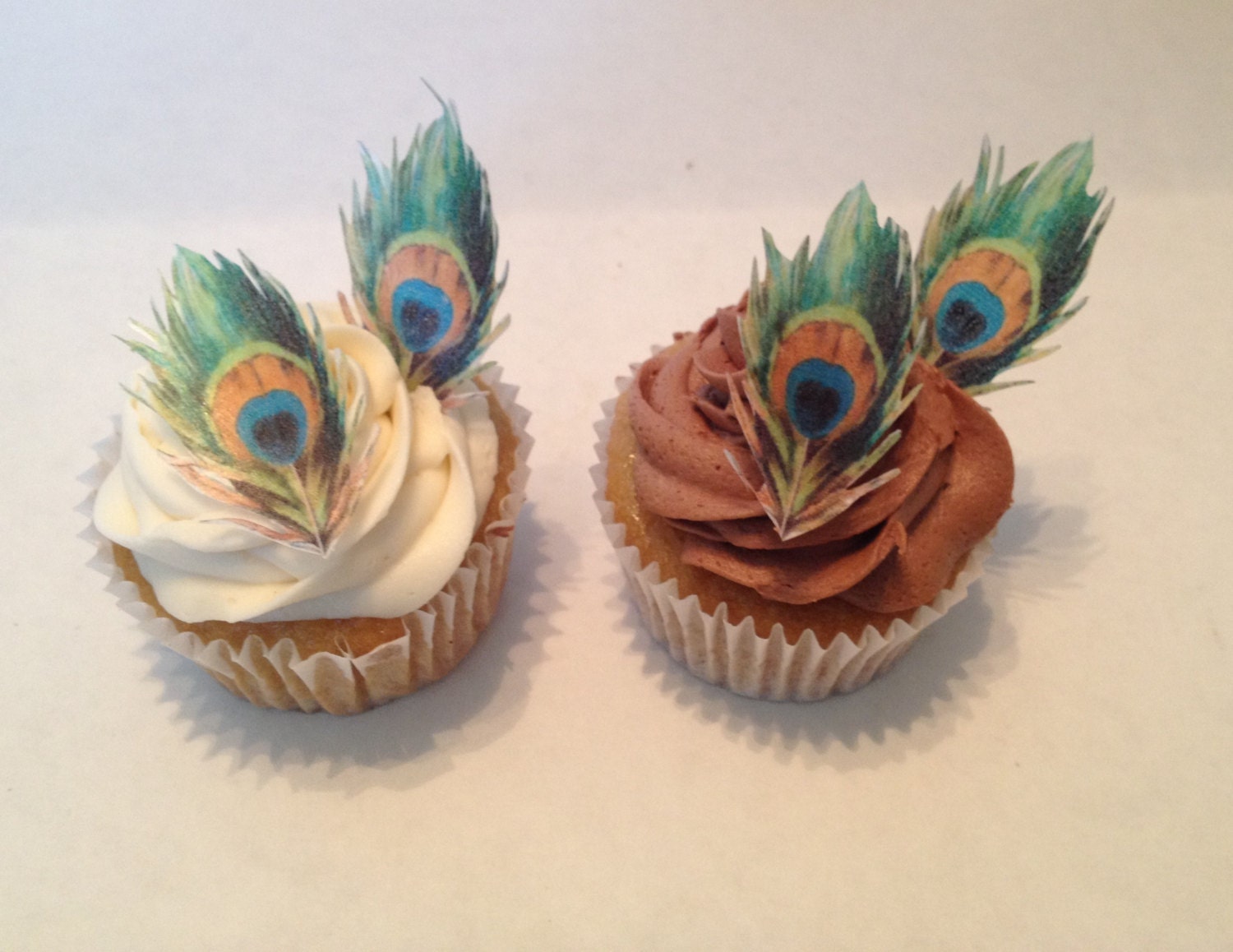 Edible Peacock Feather Cupcake and Cake Accents