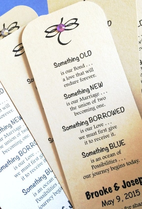 Something Borrowed Something Blue Poem Bookmark