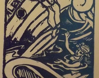 the sinking of the Alexandria" block print.