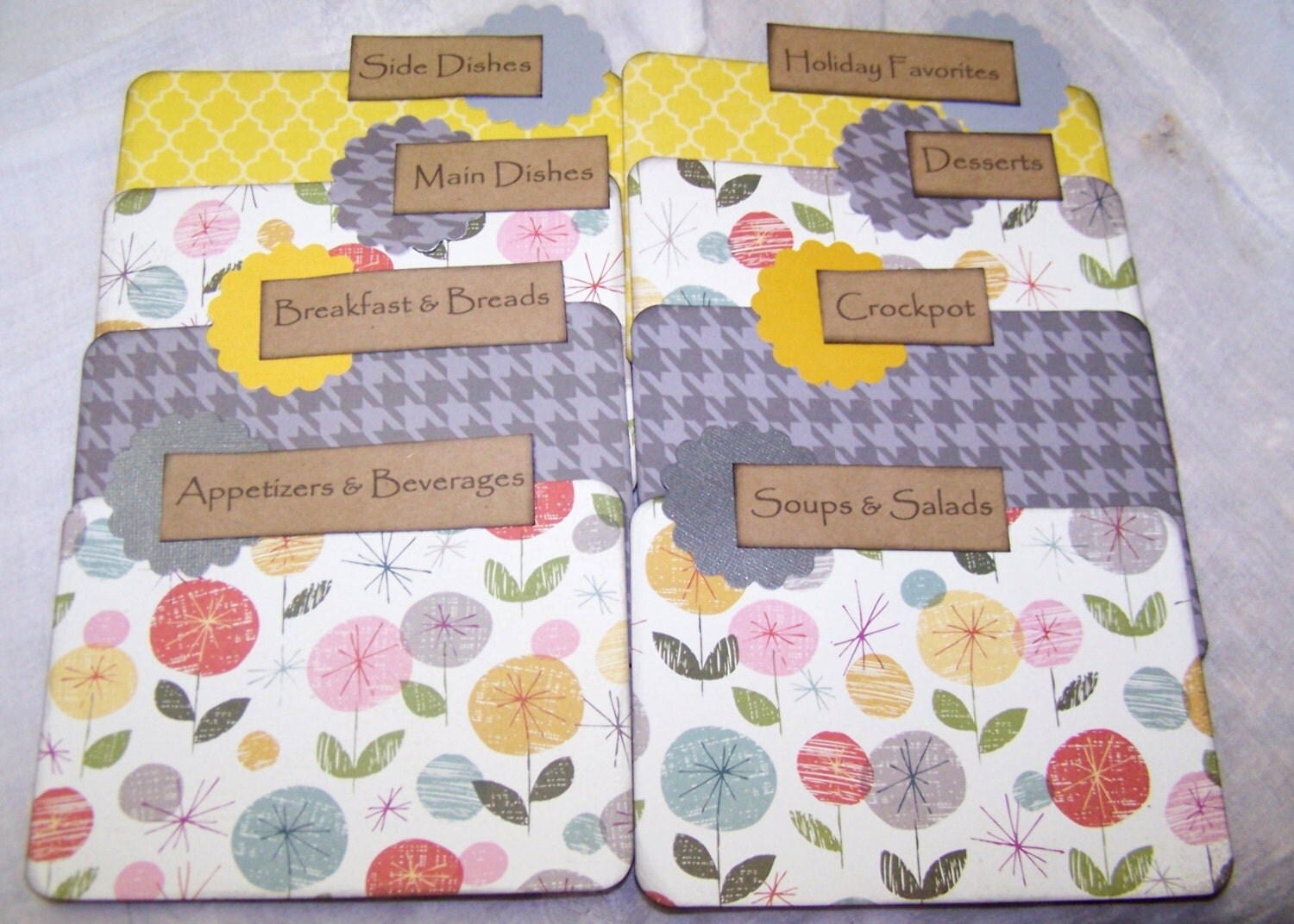 8 Recipe Dividers 4 1/2 x 6 Recipe Cards