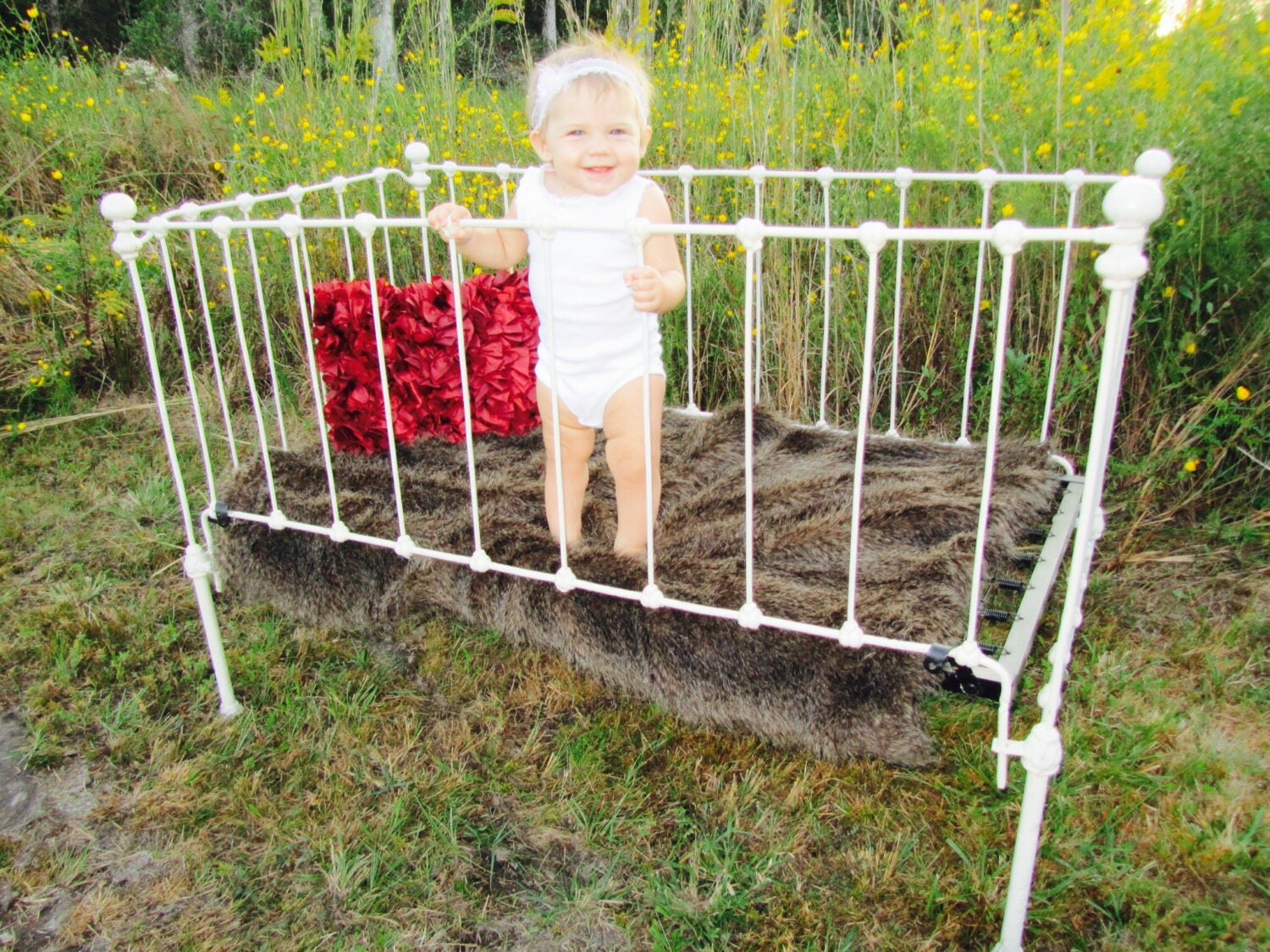 Vintage wrought iron crib photo prop by ShayesChicDecorNMore