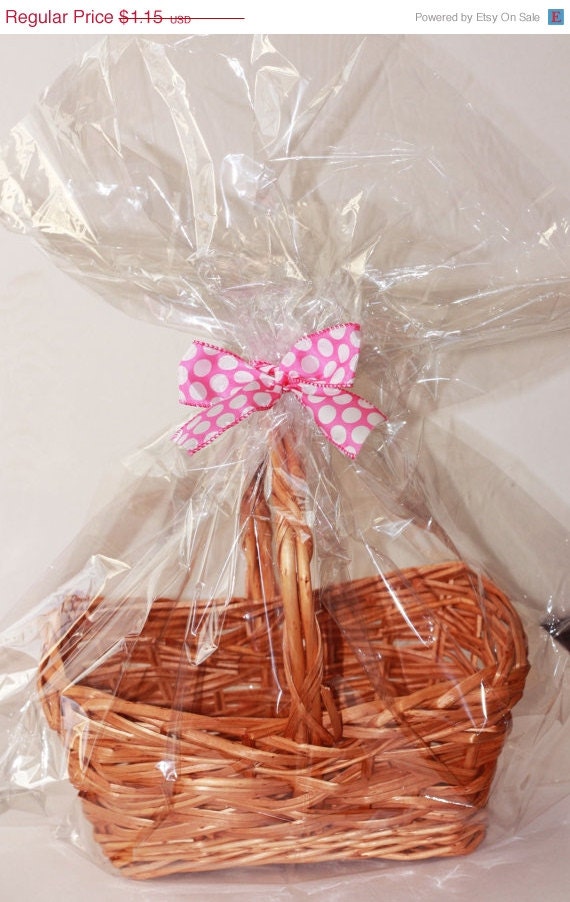 Clear Plastic Cellophane Basket Gift Wrap bag by LuxePartySupply