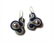 SALE: Soutache Earrings, Blue Gray, Handmade Jewelry, Lightweight Earrings, Small Earrings, Hematiet
