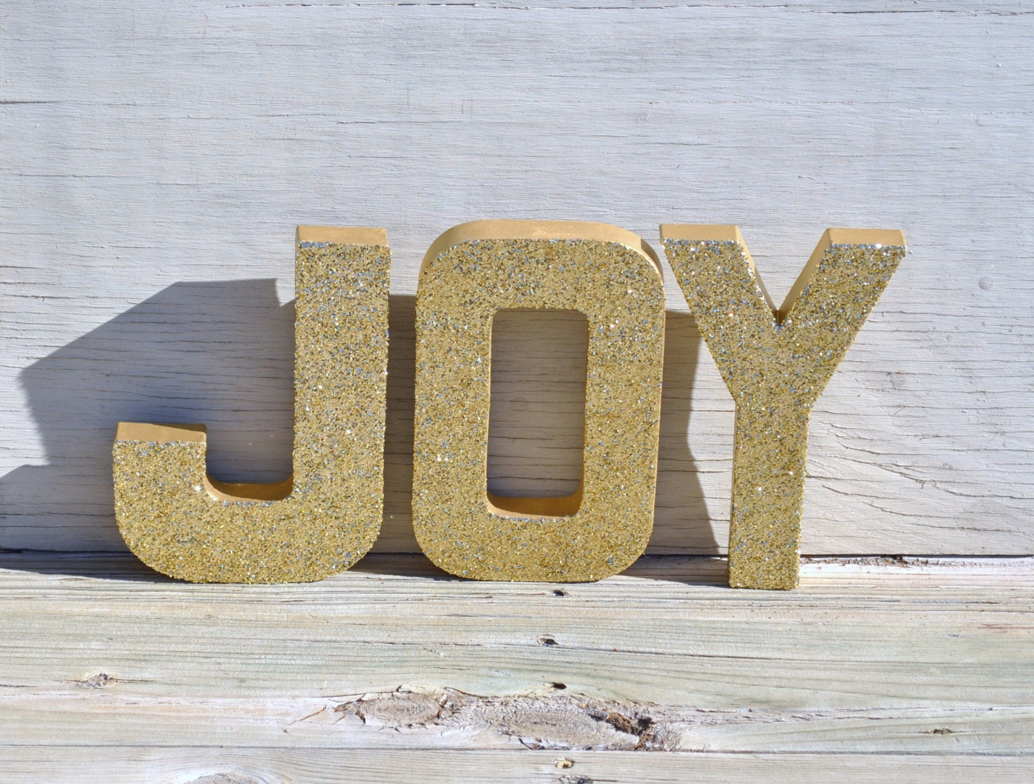 8 Gold JOY Glitter Stand Up Letters Christmas Holiday