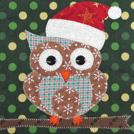 Items similar to Christmas Owl Applique Christmas Appliques Christmas
