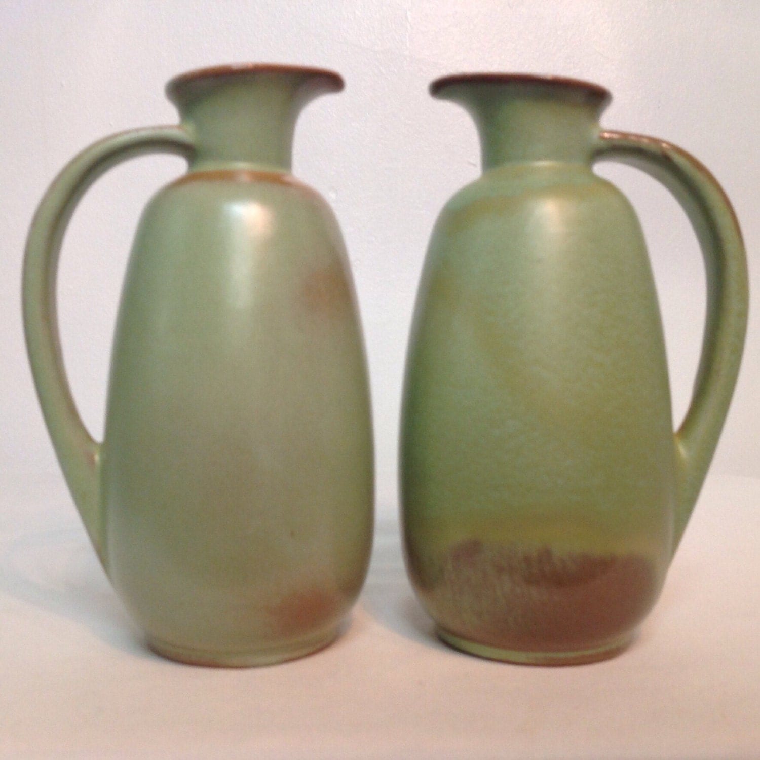 Frankoma Pottery Prairie Green Pitcher Pair by ModOnMain on Etsy