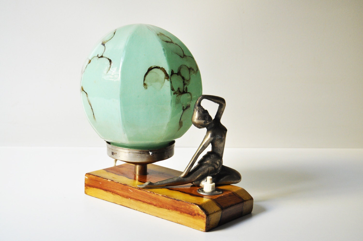 Art Deco Mint Green Bedside Desk Lamp by thelittlebiker on Etsy