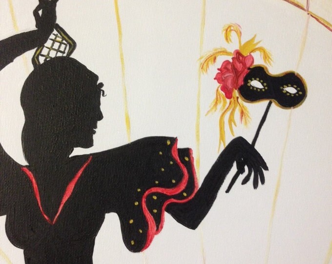 Flamenco Dancer in Silhouette - 16 x 20 acrylic painting on canvas in a 20 x 24 wood frame
