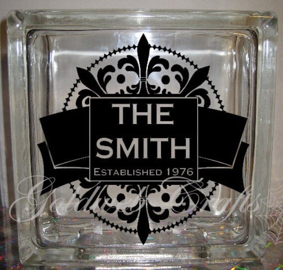 DIY Decal for Glass Blocks Family Name Custom Personalized