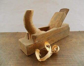 Vintage Wood Planer Antique Tool Country Plane Block plane Primitive carpenters tool Handmade wood plane