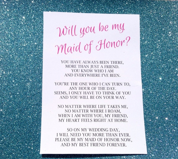 Will You Be My Maid Of Honor Poem Wedding By Palmbeachprints 