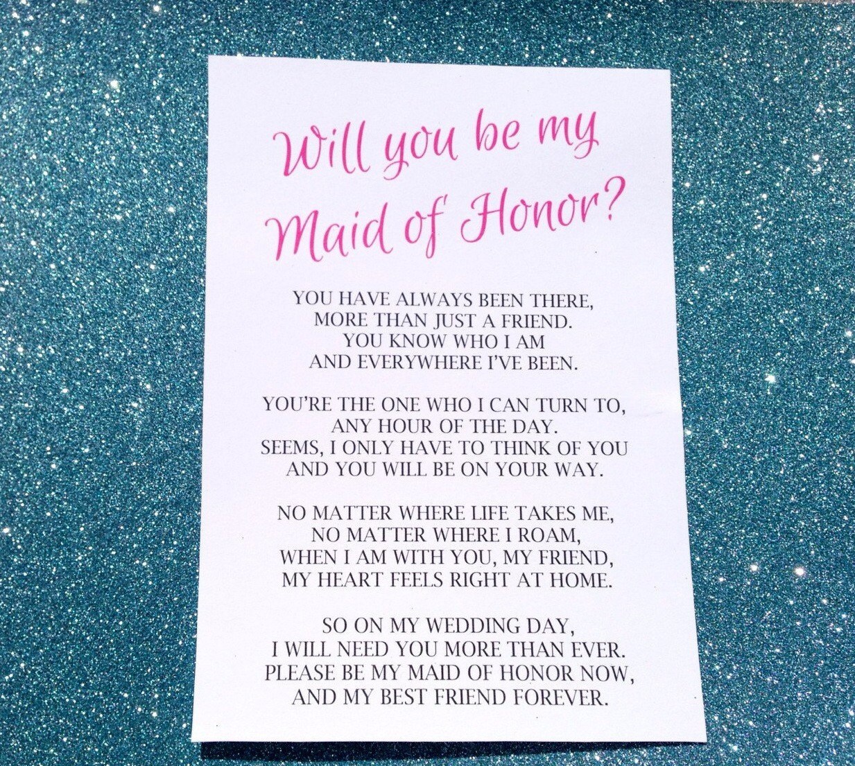 Will You Be My Maid Of Honor Poem Wedding Printable