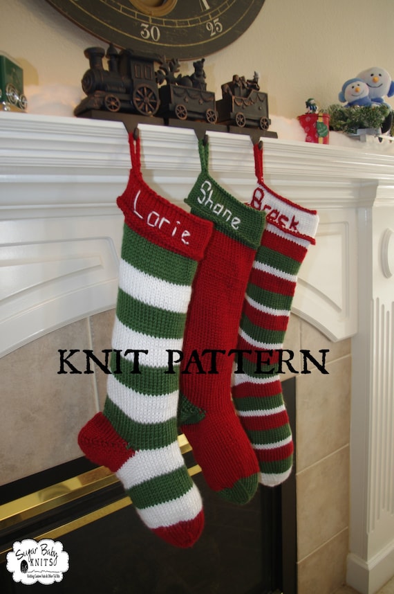 KNIT PATTERN -Serious Knitters ONLY, Knit Personalized Christmas Stocking, Pattern, Christmas, Holiday, Hanging Stocking, Hand Knit,