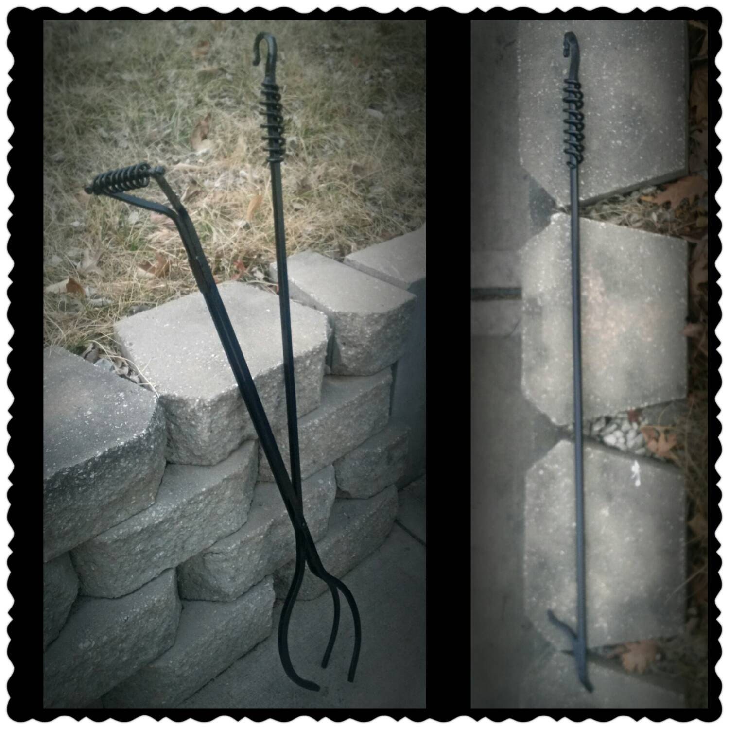 Heavy Duty Fire Poker and Tong Set Blacksmith made 47