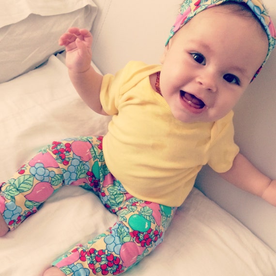 The &#39;Tutti Fruitti&#39; fruit print baby girl leggings with bows at hems and a - il_570xN.661116938_1qc3