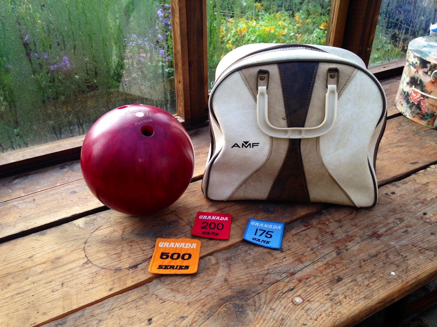 Vintage Retro Ten Pin Bowling Ball and Bag by VintagebyDezign