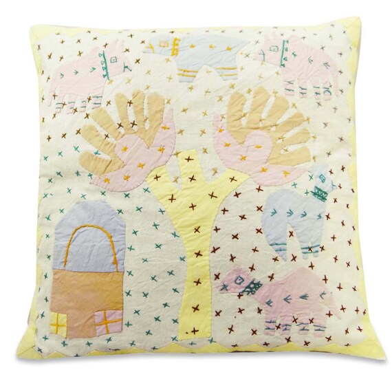 16 X 16 Patchwork Throw Pillow Cover White by RajasthanRoyals