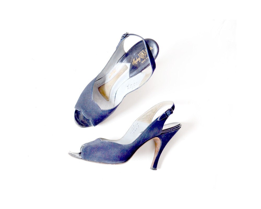 1950s Heels / Blue Suede Shoes / Formal Evening by MinxouriVintage