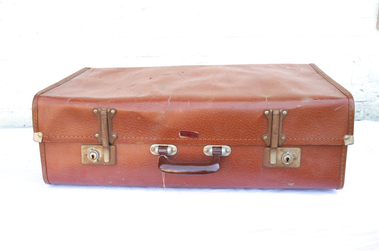 Old Cardboard Suitcase Vintage Made in England Decorative