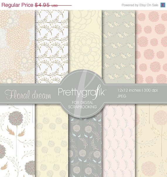 80% OFF SALE flowers digital paper, commercial use, scrapbook papers, background - PS536 Il_570xn