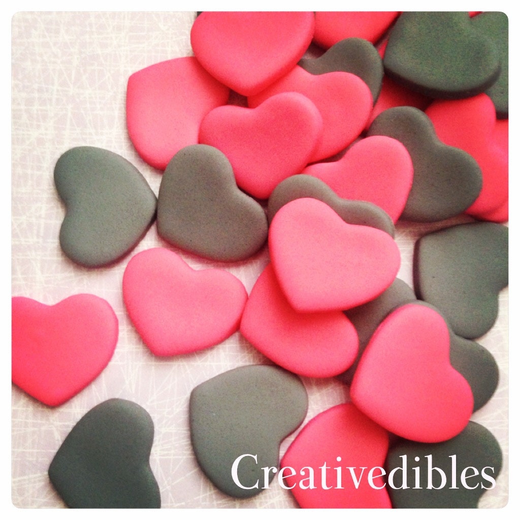 Heart Shape Fondant Cake toppers by creativedibles on Etsy