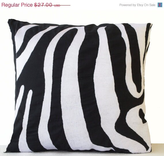 10 OFF Black White Pillows Zebra Striped Embroidered Pillows Animal