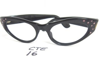 Authentic Vintage Medium Fit 1950s/60s Cat Eye Eyeglass Frames Black (CTE-16)