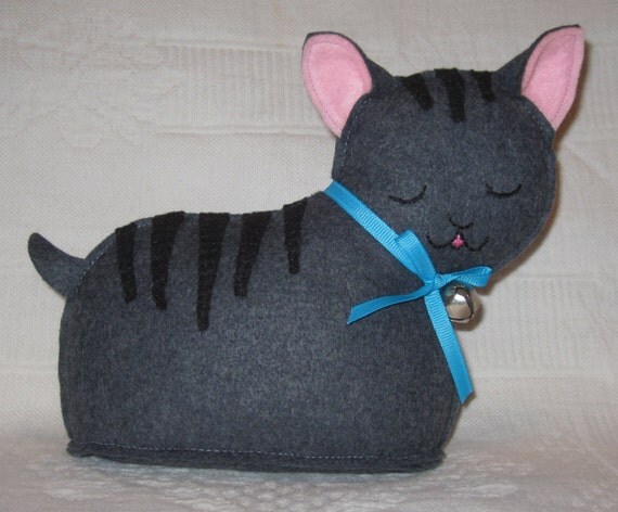 Gray Striped Cat Plush Stuffed Toy Nursery by RhymesAndRiddles