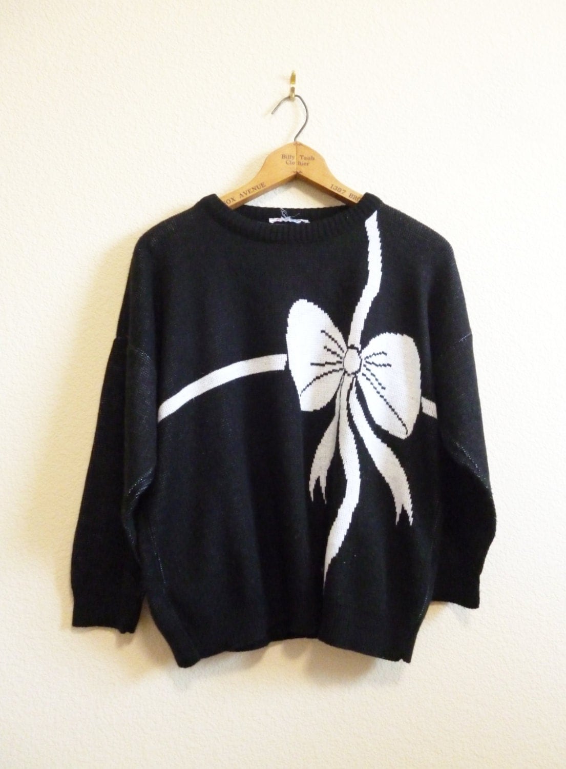 Black Sweater White Bow Christmas Medium